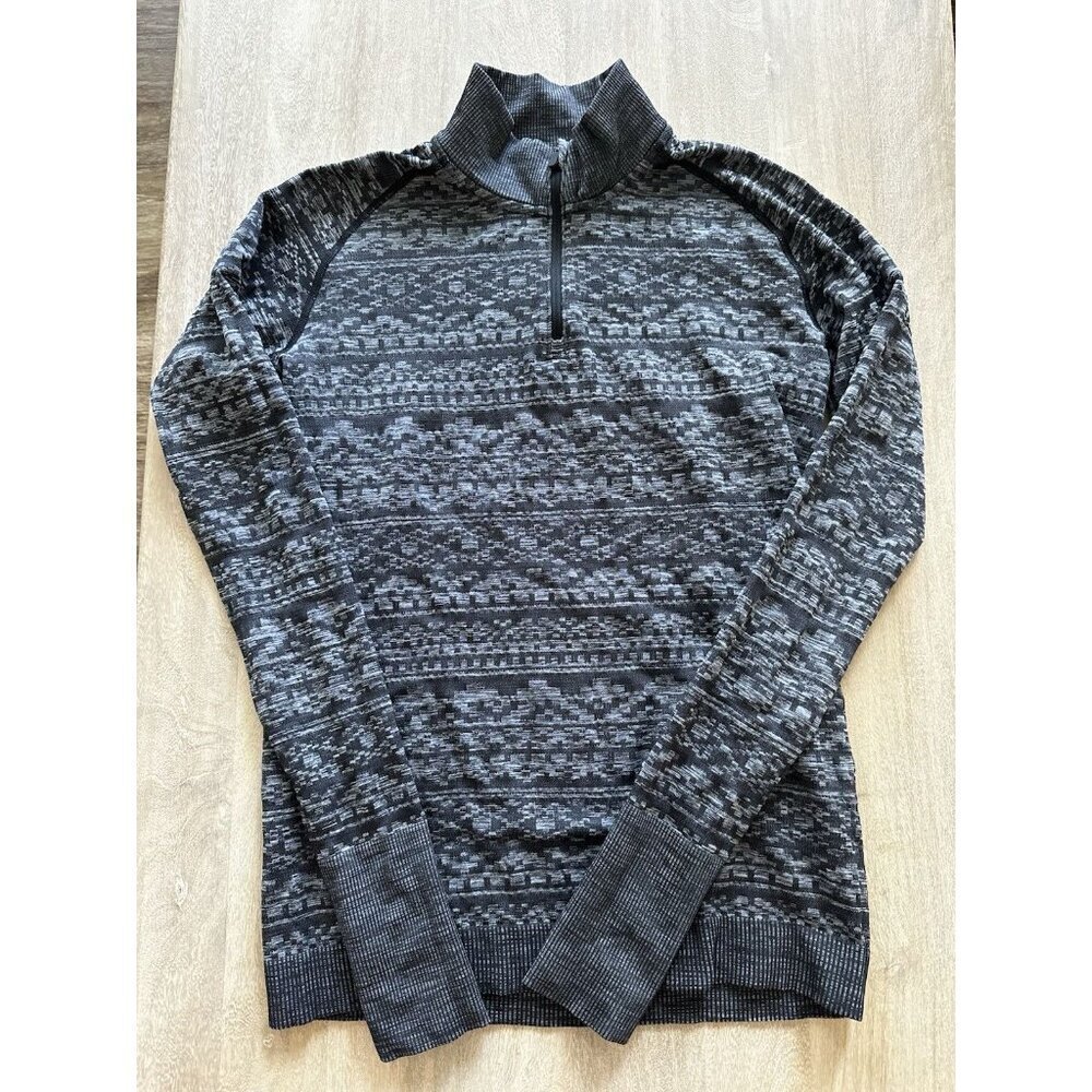 Lululemon Rest Less 1/4 Zip Heathered Black Size 4 Running Athleisure Warm - Picture 3 of 9